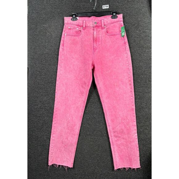 Gap Cheeky Straight High Rise Jeans Women's 29/8L Pink Denim Stretch Raw Hem - Picture 1 of 12